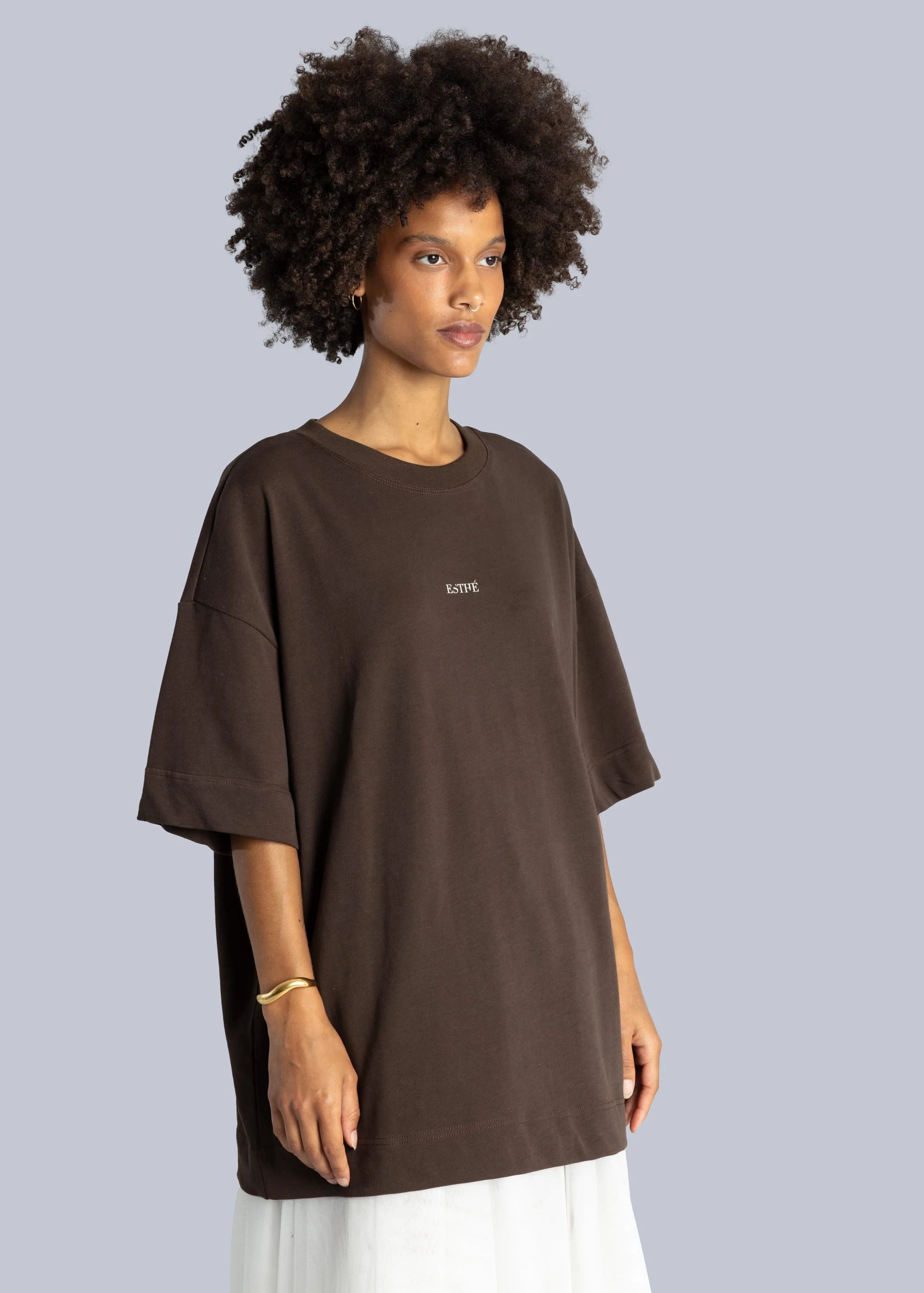 Esthé - Logo Print Cotton T-Shirt - Brown - Tops - 142 - 3079e