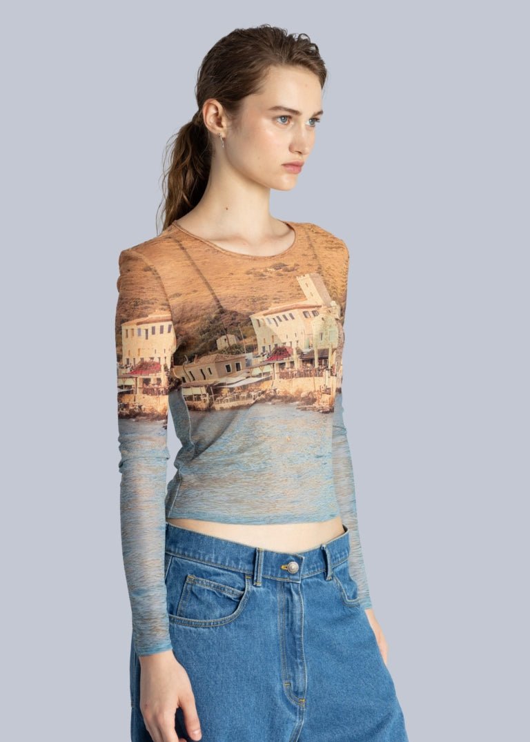 Esthé - Mesh Long Sleeve Top - Mani print - Tops - 152 - 3102