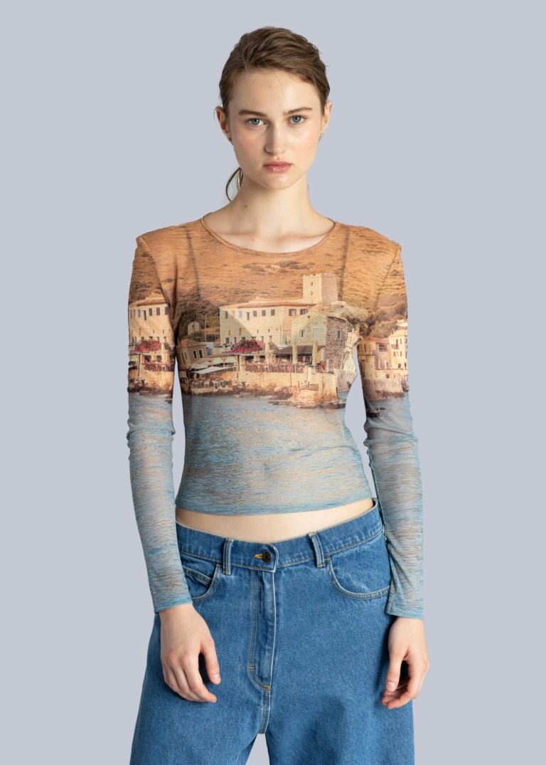 Esthé - Mesh Long Sleeve Top - Mani print - Tops - 152 - 3102