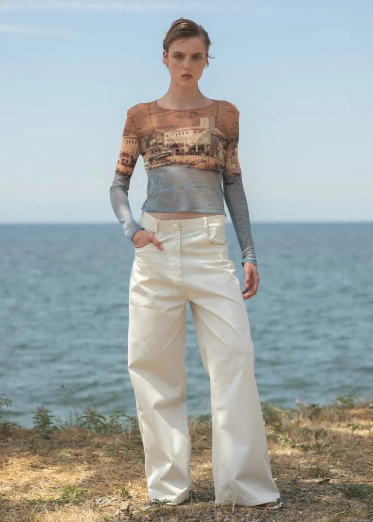 Esthé - Mesh Long Sleeve Top - Mani print - Tops - 152 - 3102