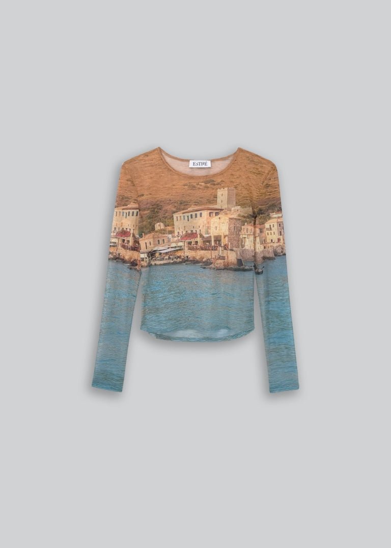 Esthé - Mesh Long Sleeve Top - Mani print - Tops - 152 - 3102