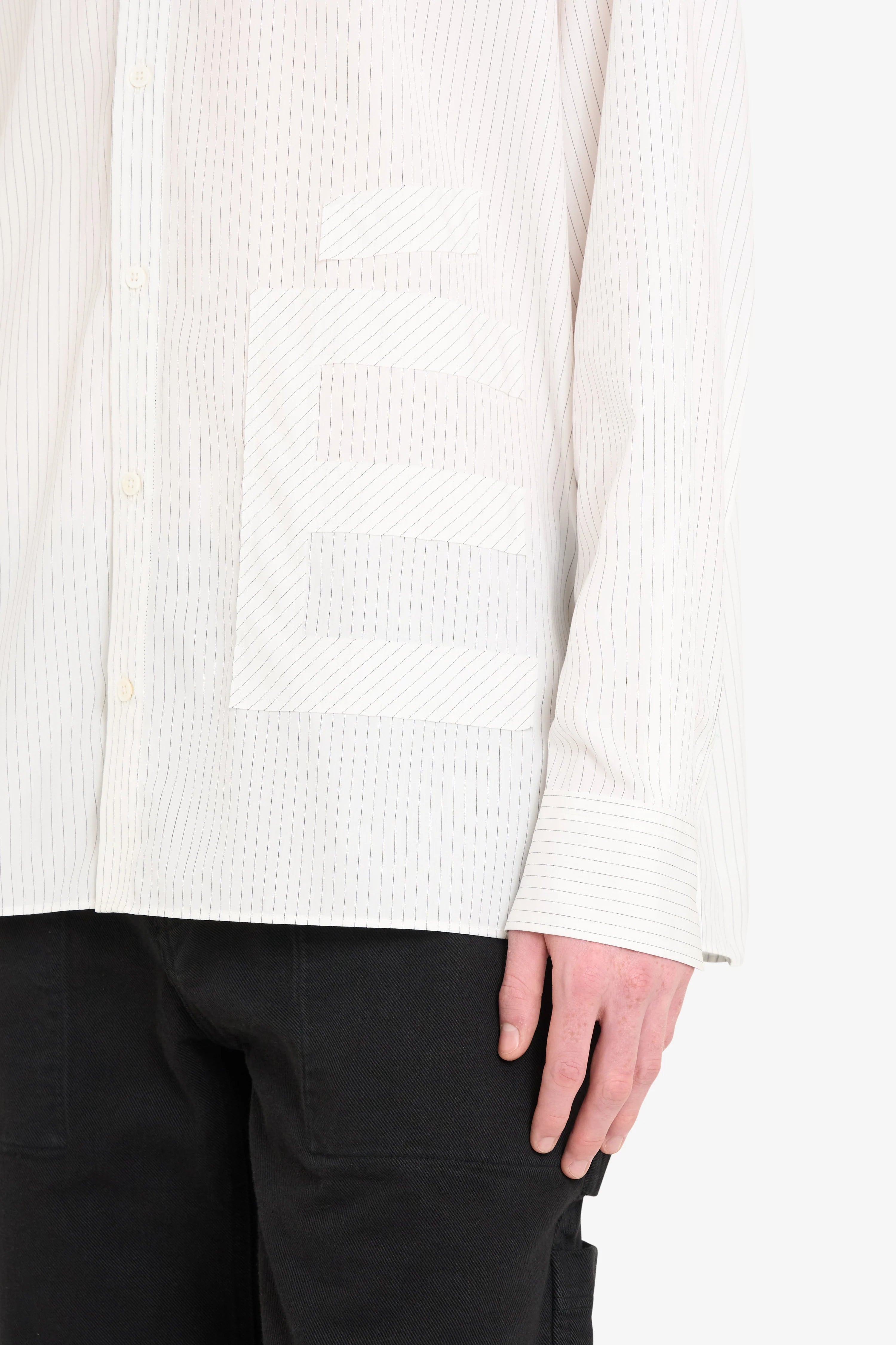 Etudes Studio - Oversize Shirt é Patch - White Stripes - Chemise - E25MMSHI352