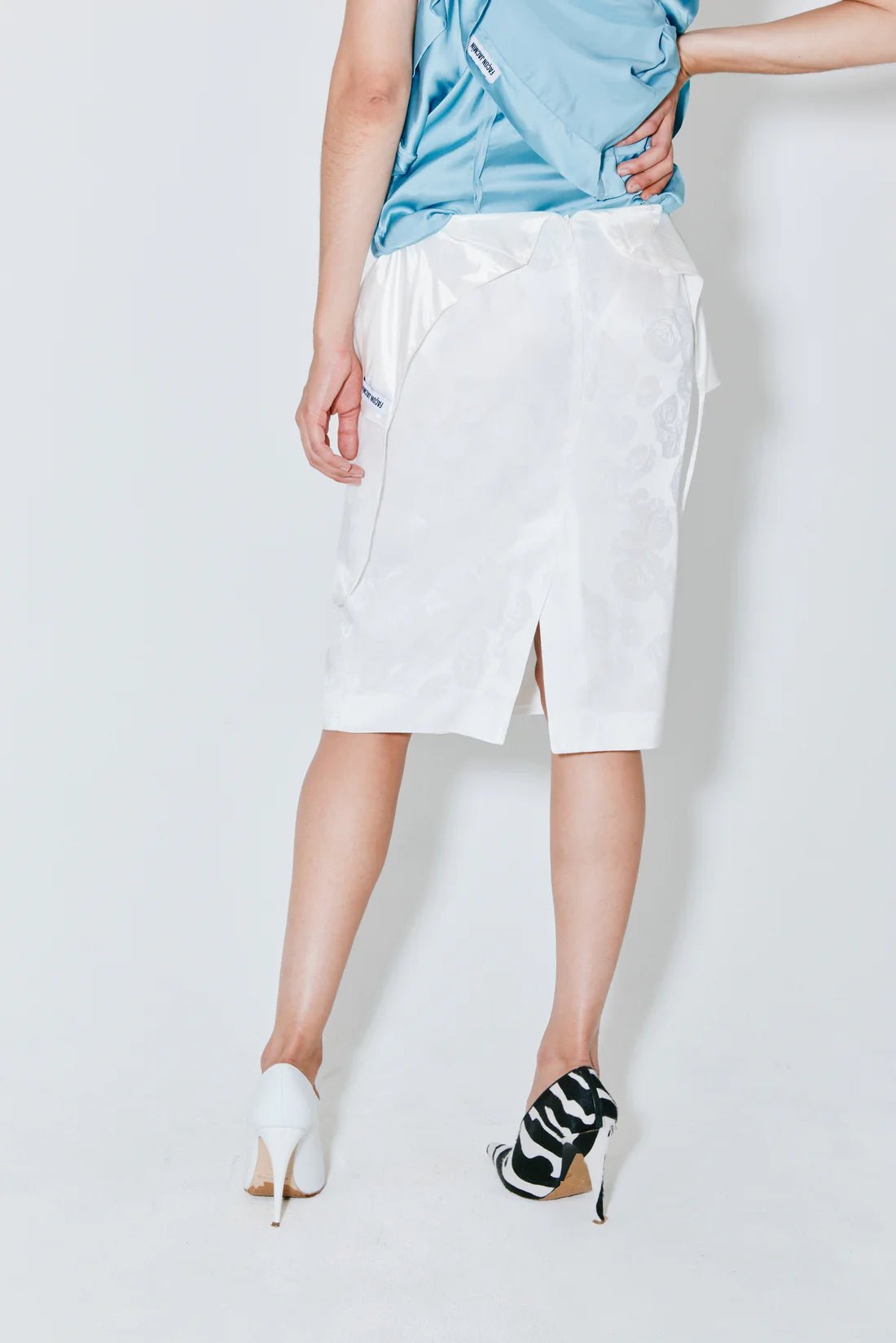 Façon Jacmin - Jackie Skirt White Flower Rose Jacquard - Jupes et Pantalons - 62045910