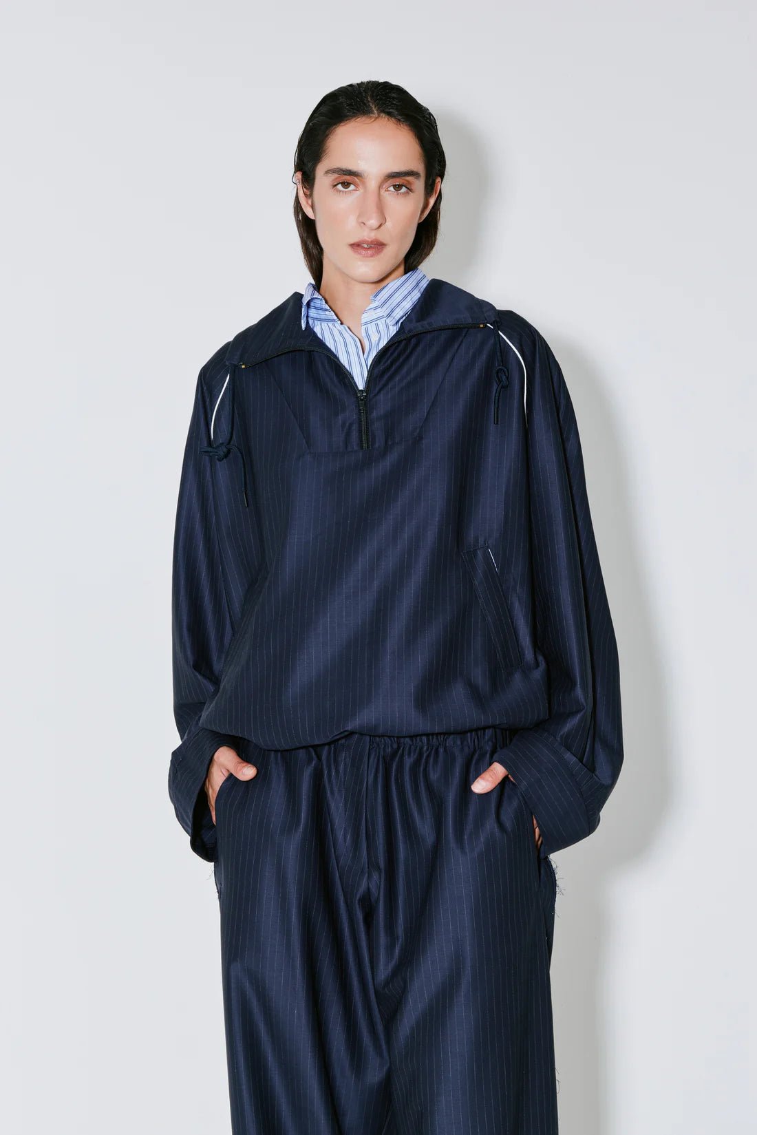 Façon Jacmin - Calvin 2en1 Polo Shirt - Dark Blue Tennis Stripes - Tops - 62062000