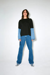 Façon Jacmin - Longsleeve Bi - matière Tom - Noir et Jean - Tops - TOM