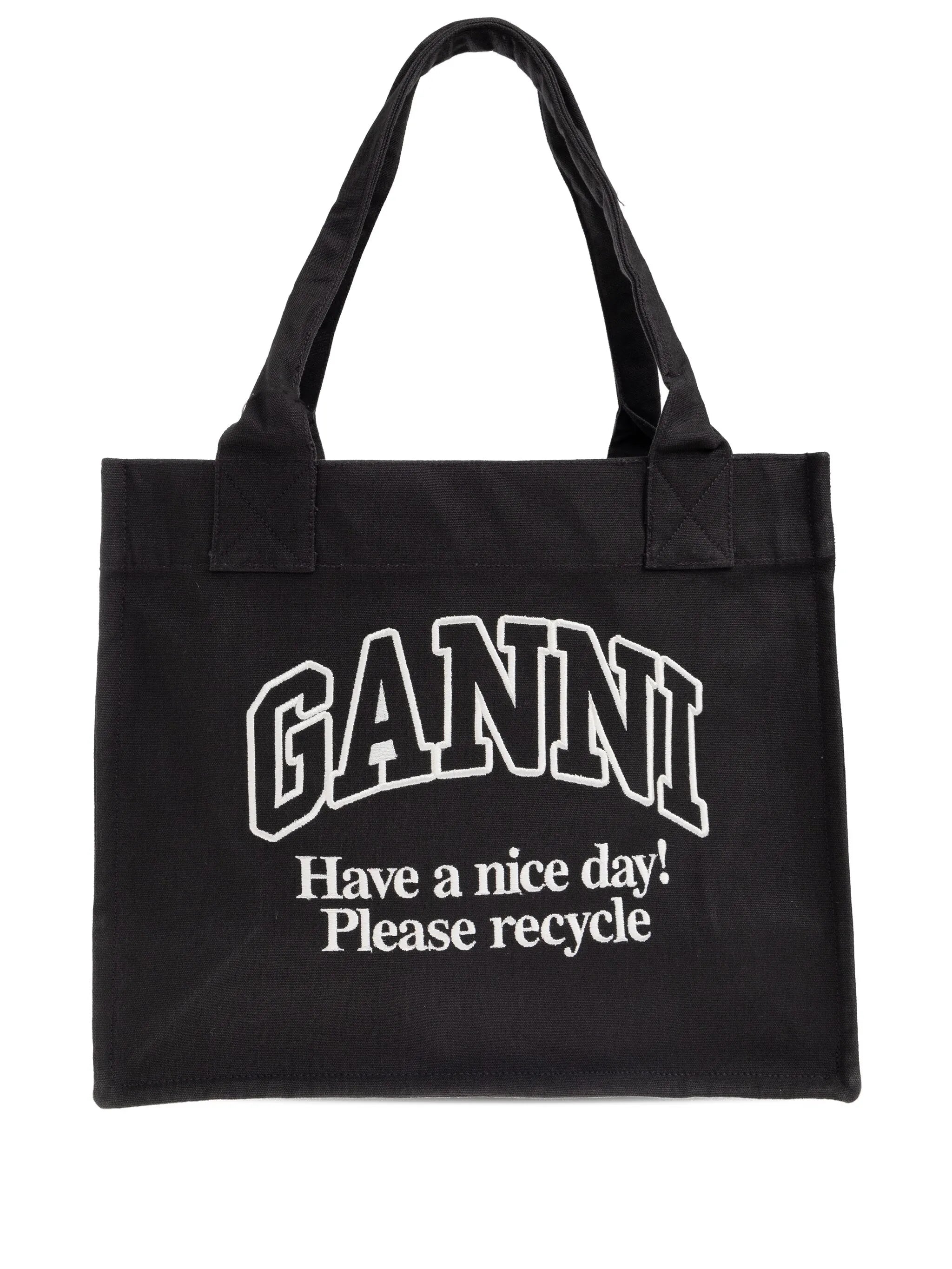 Ganni – Large Easy Shopper Contrasted Logo Pocket – Phantom - Accessoires - GANNI-A7180-252-ONE SIZE