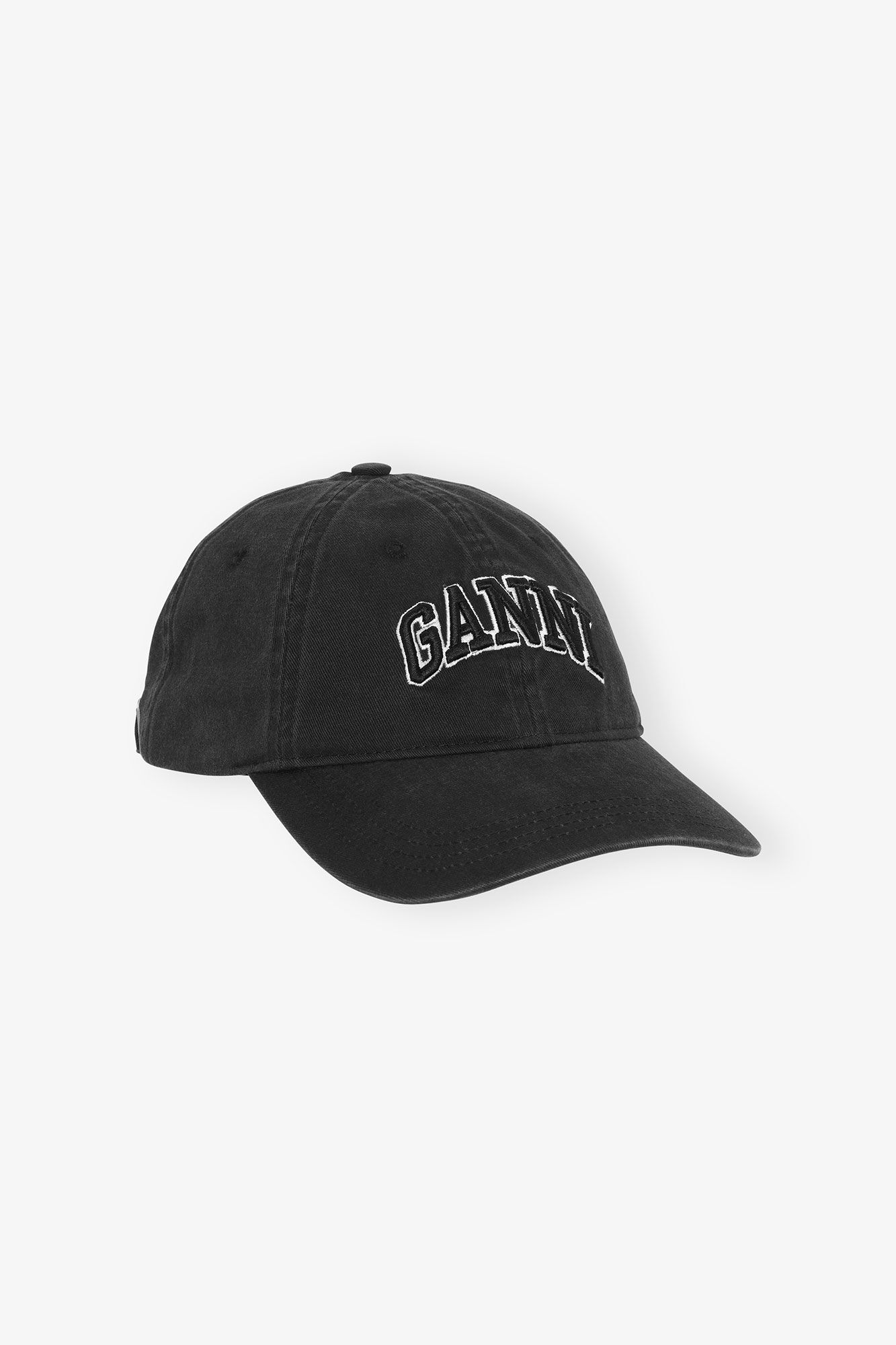 Ganni – Washed Cotton Canvas Cap Emb – Black - Accessoires - GANNI-A6900-099-ONE SIZE
