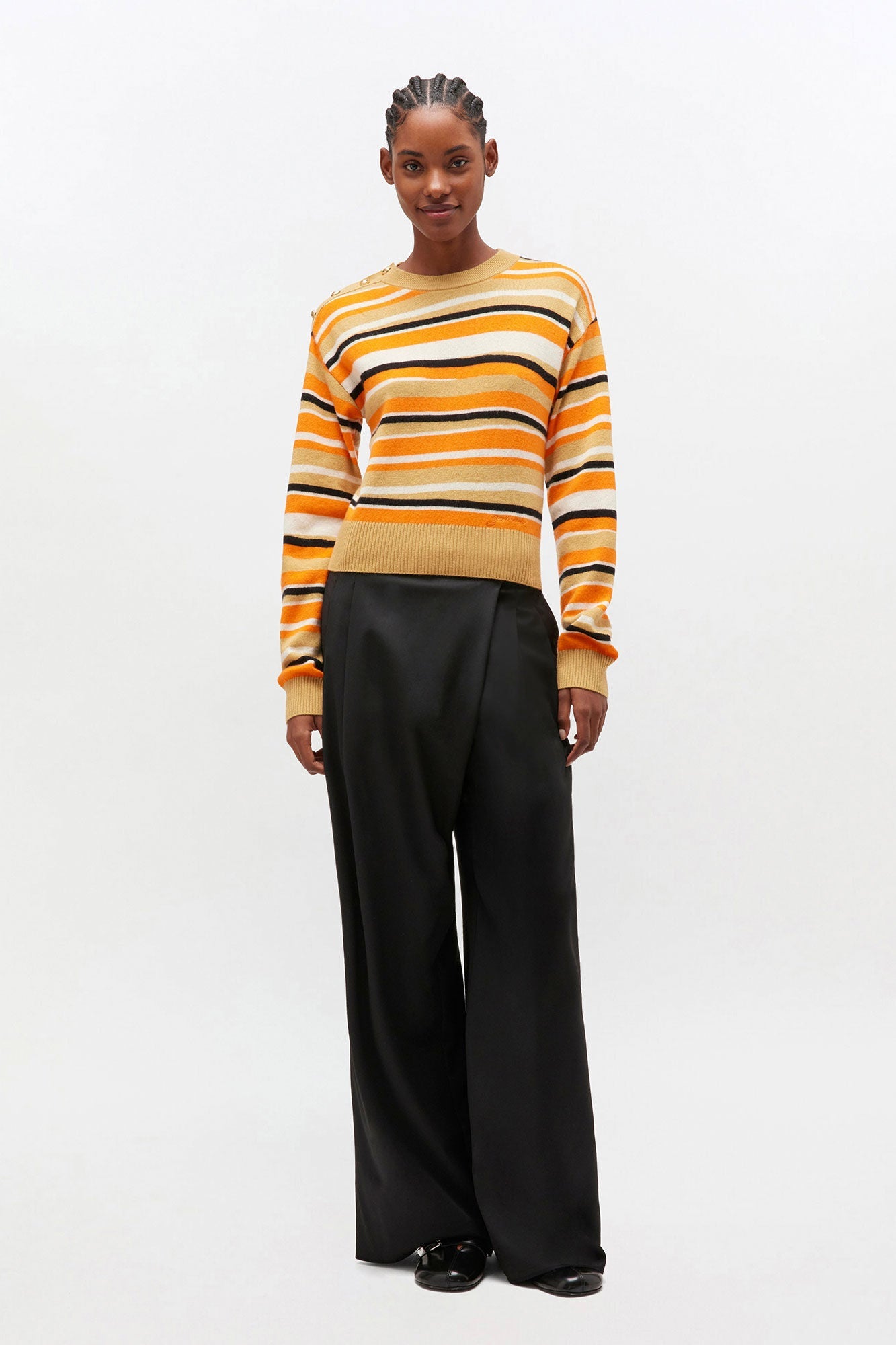 Ganni – Calendered Wool Mid Waist Pants – Black - Jupes et Pantalons - GANNI-W0799-099-34