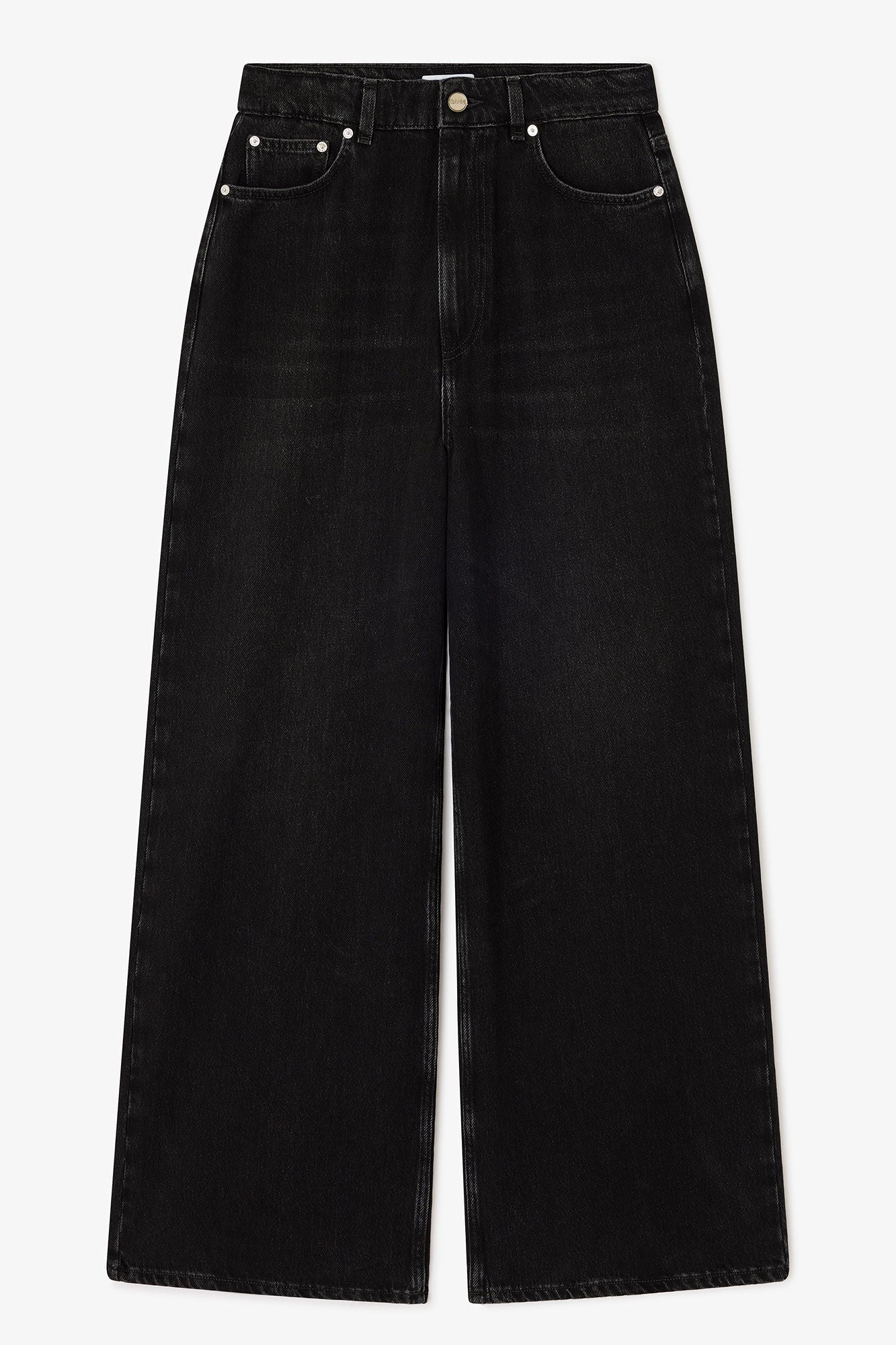 Ganni – Soft Rigid Denim Baggy Jeans – Black Washed - Jupes et Pantalons - GANNI-J1853-055-25