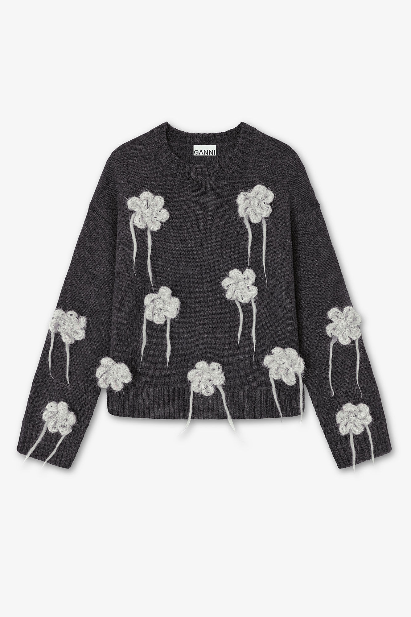 Ganni – Flower Crochet Sweater – Phantom - Pulls et Sweats - GANNI-K2624-252-S/M