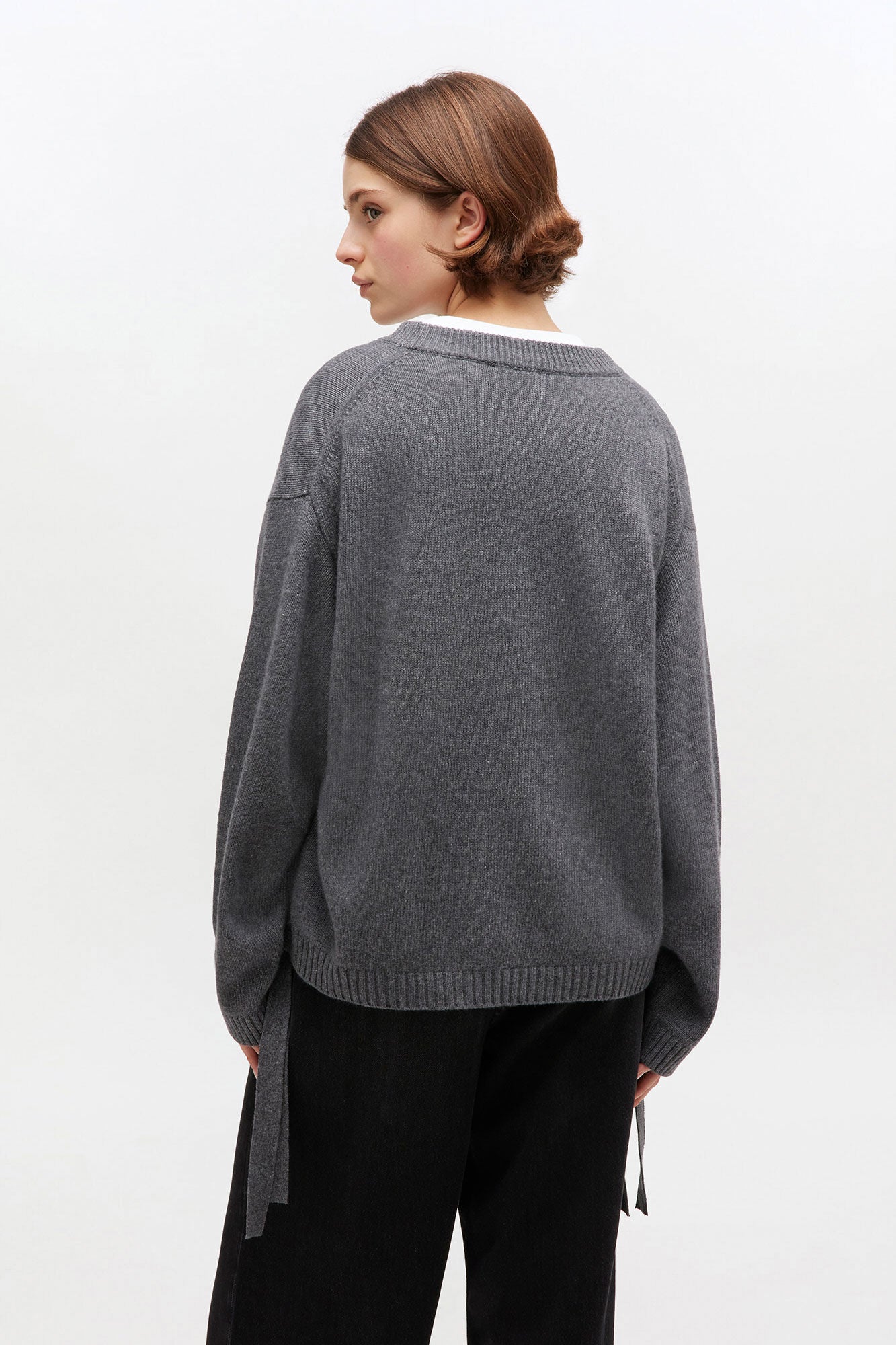 Ganni – Future Wool Mix Oversized O - neck – Charcoal Grey - Pulls et Sweats - GANNI-K2632-220.0-XXS/XS