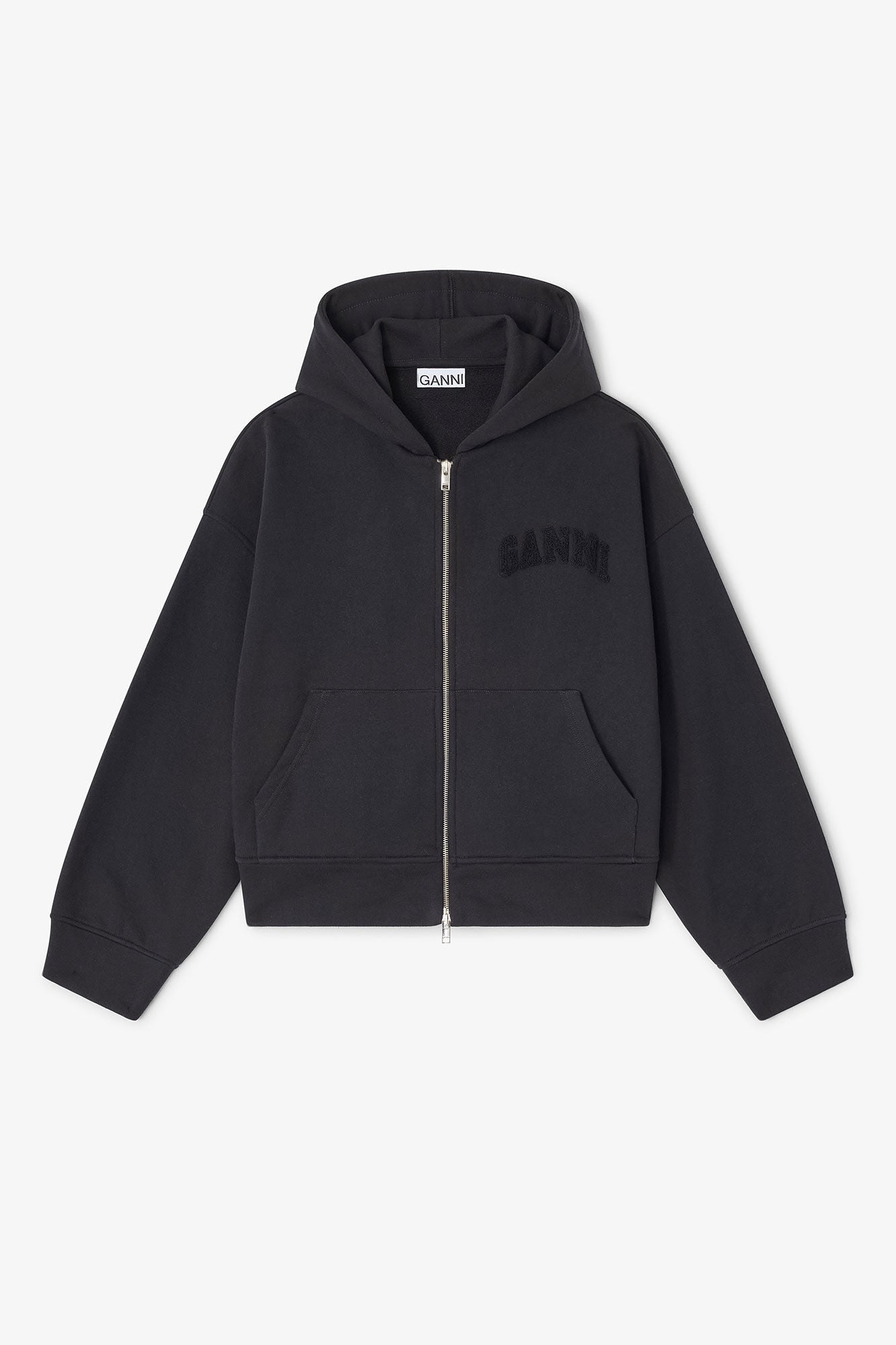Ganni – Heavy Terry Jersey Zip Hoodie – Black/Black - Pulls et Sweats - GANNI-T4369-4.0-S