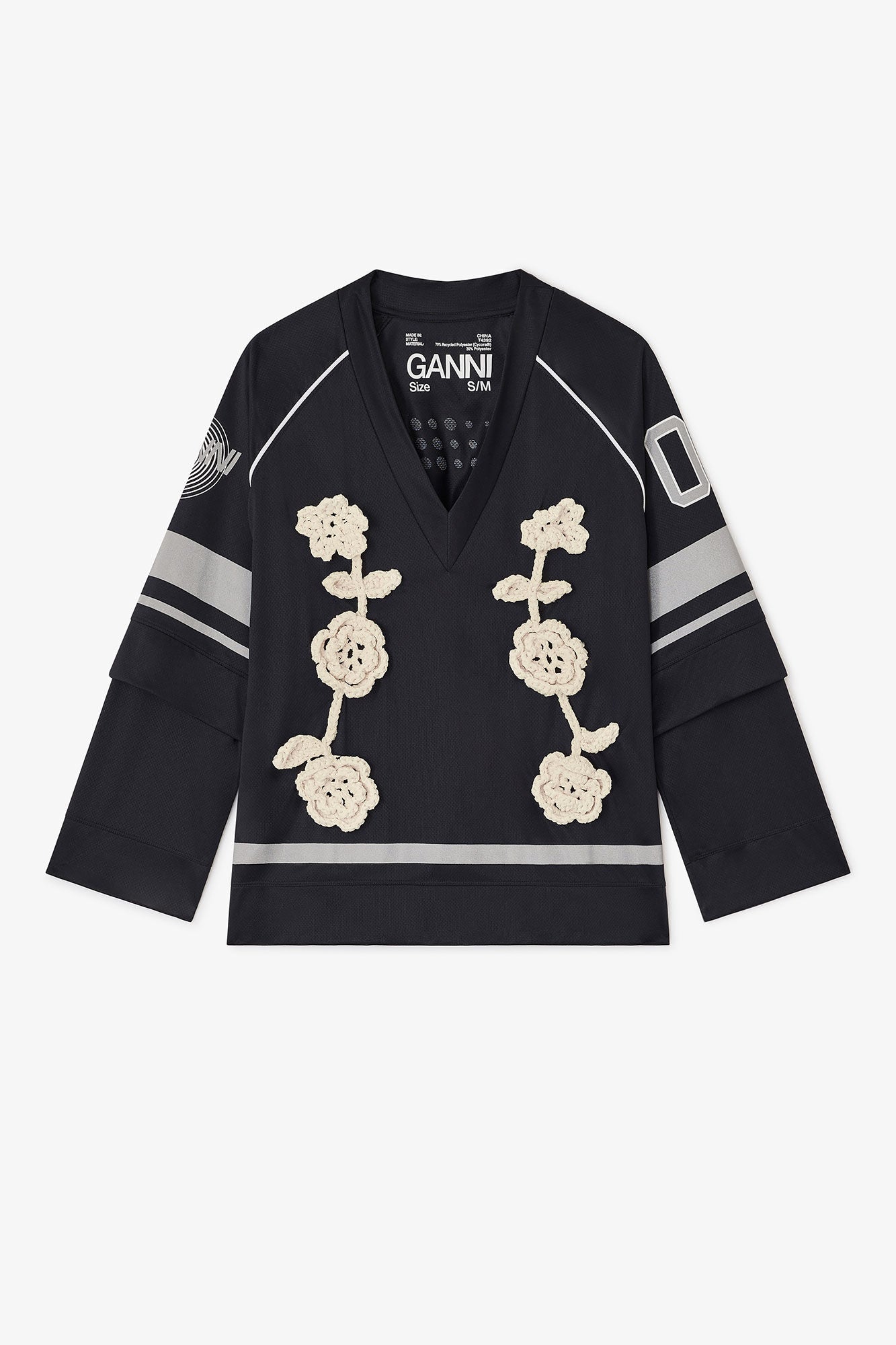 Ganni – Cycora Jersey Oversized Long Sleeve – Black - Tops - GANNI-T4392-099-S/M