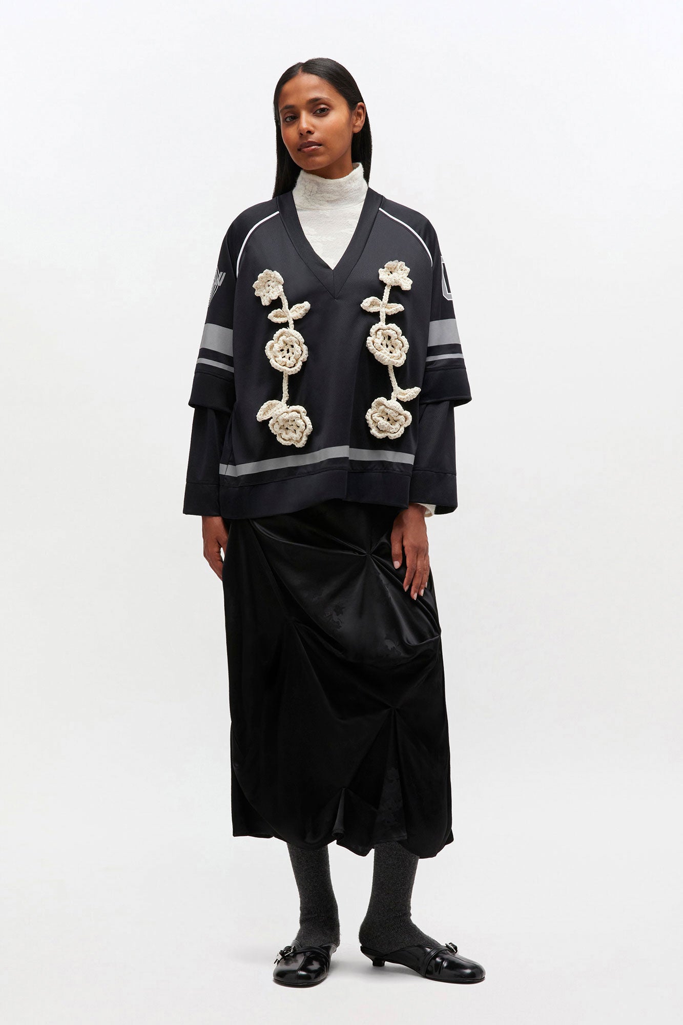 Ganni – Cycora Jersey Oversized Long Sleeve – Black - Tops - GANNI-T4392-099-S/M