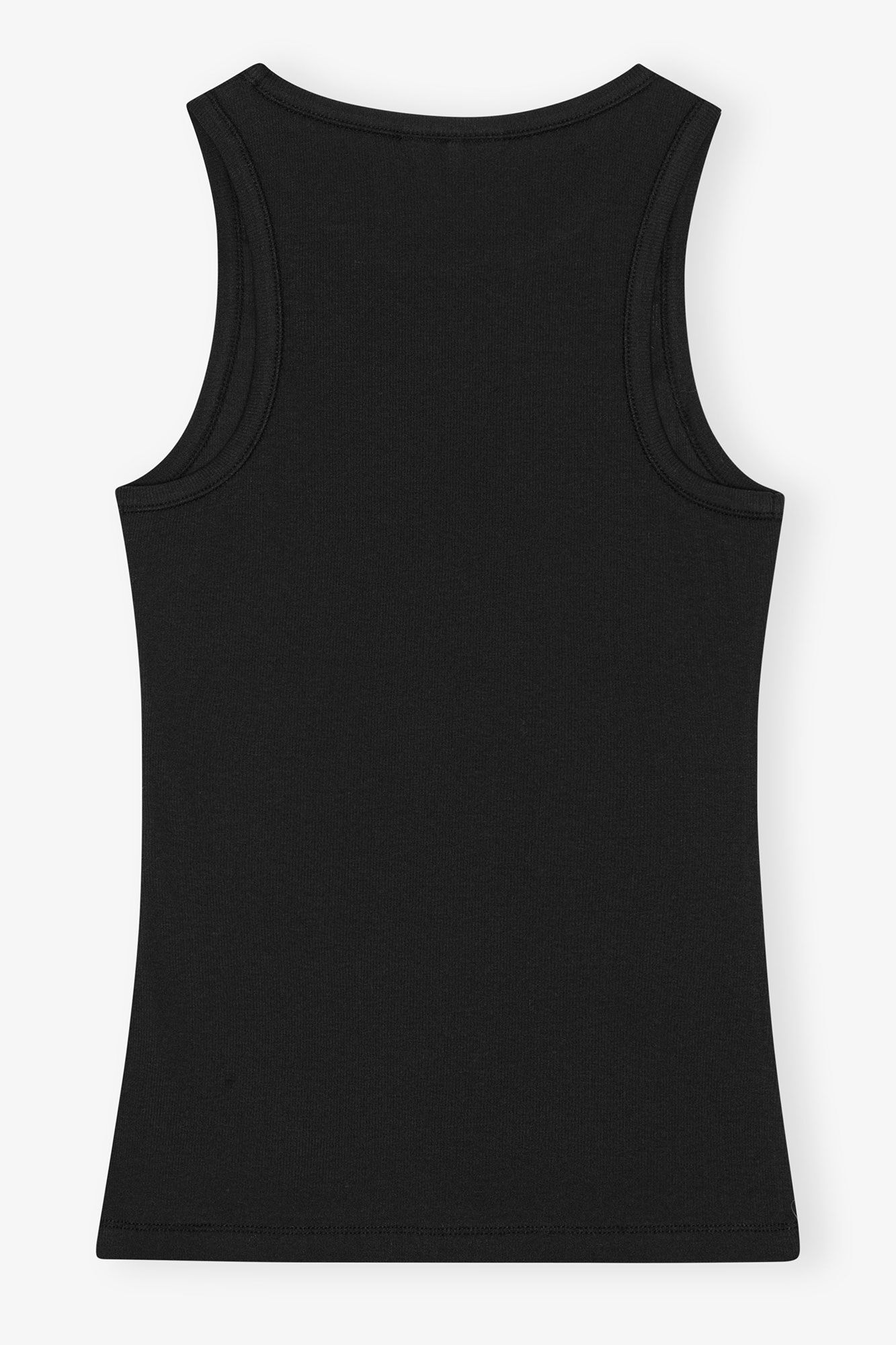 Ganni – Soft Cotton Rib Tank Top – Black - Tops - GANNI-T3898-099-S