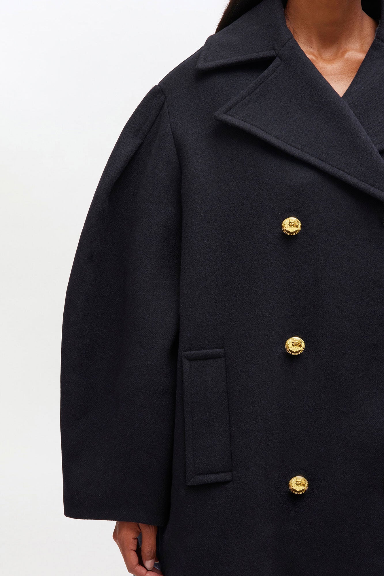 Ganni – Peacoat Wool Midi Coat – Sky Captain - Vestes et Manteaux - GANNI-W0803-683-36