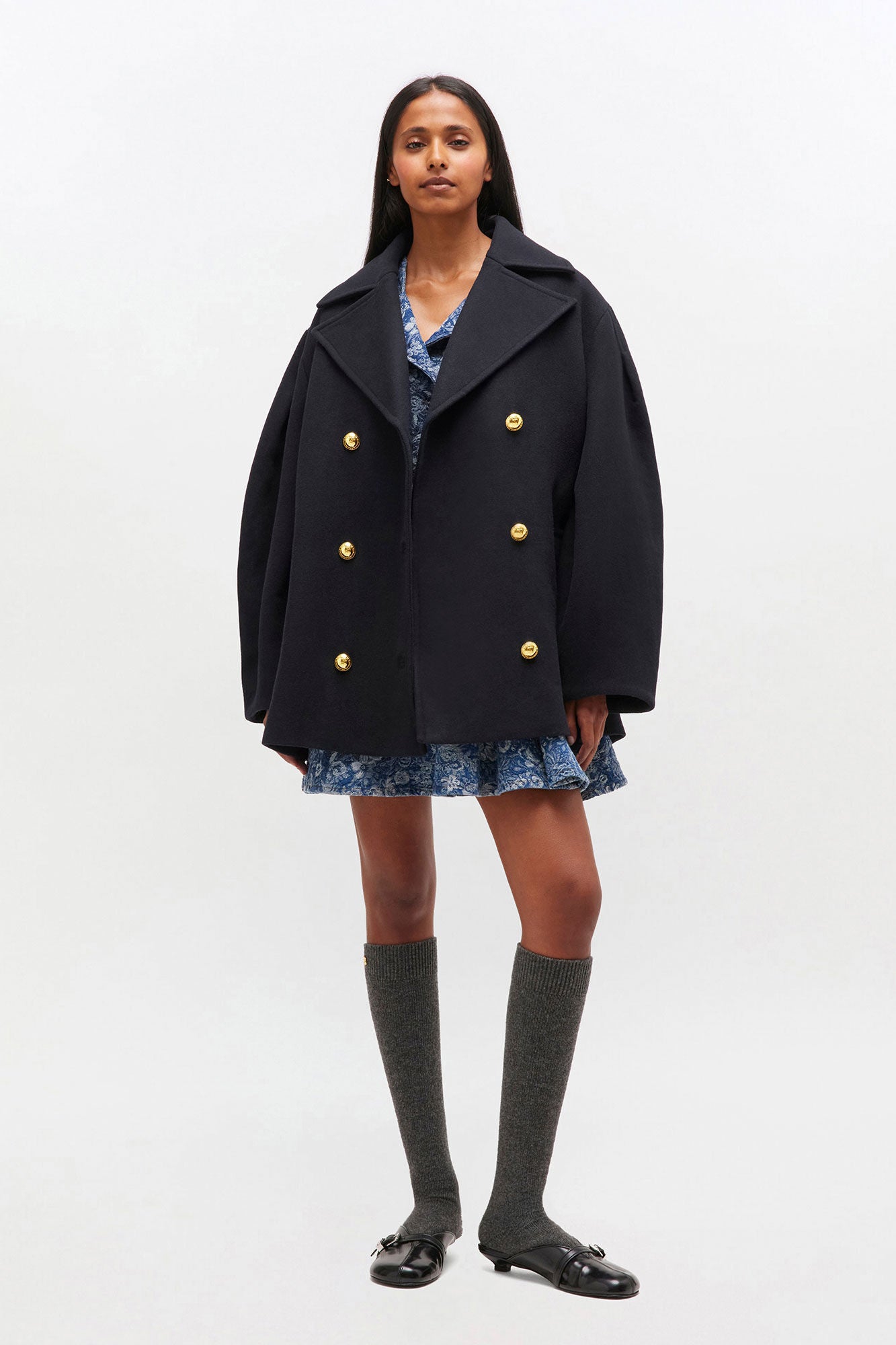 Ganni – Peacoat Wool Midi Coat – Sky Captain - Vestes et Manteaux - GANNI-W0803-683-36