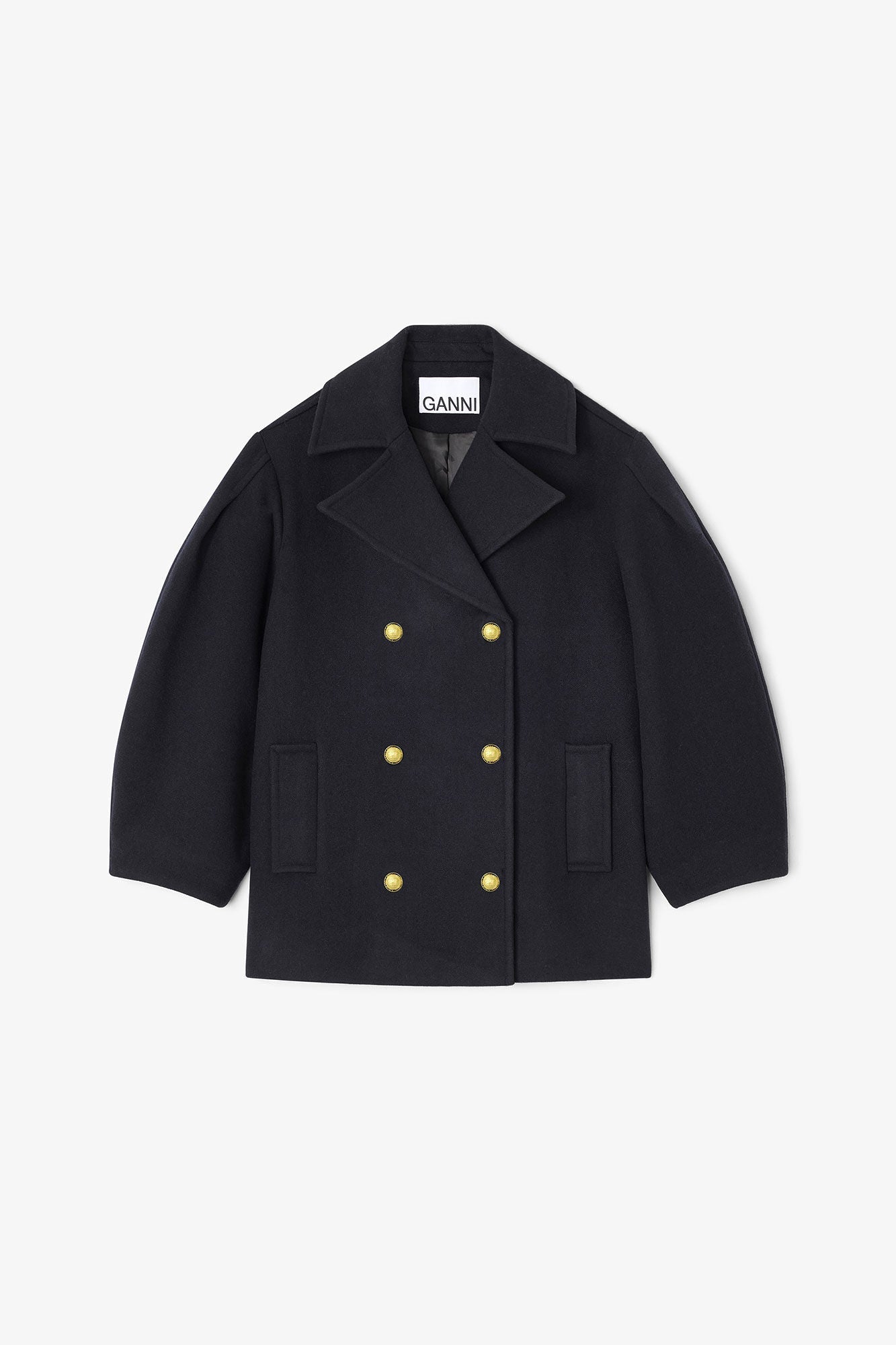 Ganni – Peacoat Wool Midi Coat – Sky Captain - Vestes et Manteaux - GANNI-W0803-683-36