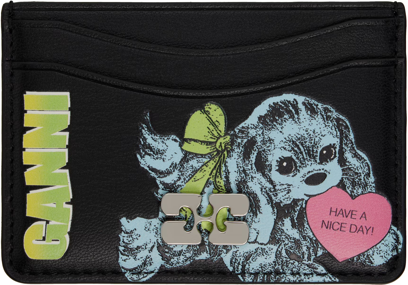 Ganni – Ganni Card Holder Blue Dog – Black