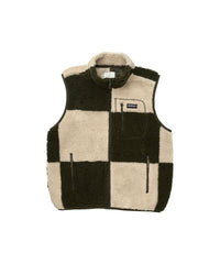 Gramicci - Checkered Sherpa Vest - Natural/Olive Check - Vestes et Manteaux - G4FU - J021