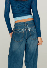 House Of Sunny - 13Oz The Wide Leg Denim Blue Rinse - Jupes et Pantalons - VOL2431