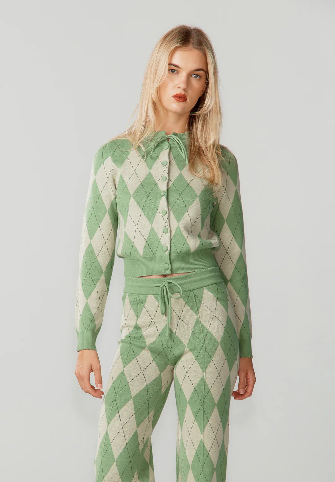 House Of Sunny - Argyle Lounge Cardigan - Marcha - Pulls et Sweats - VOL2649