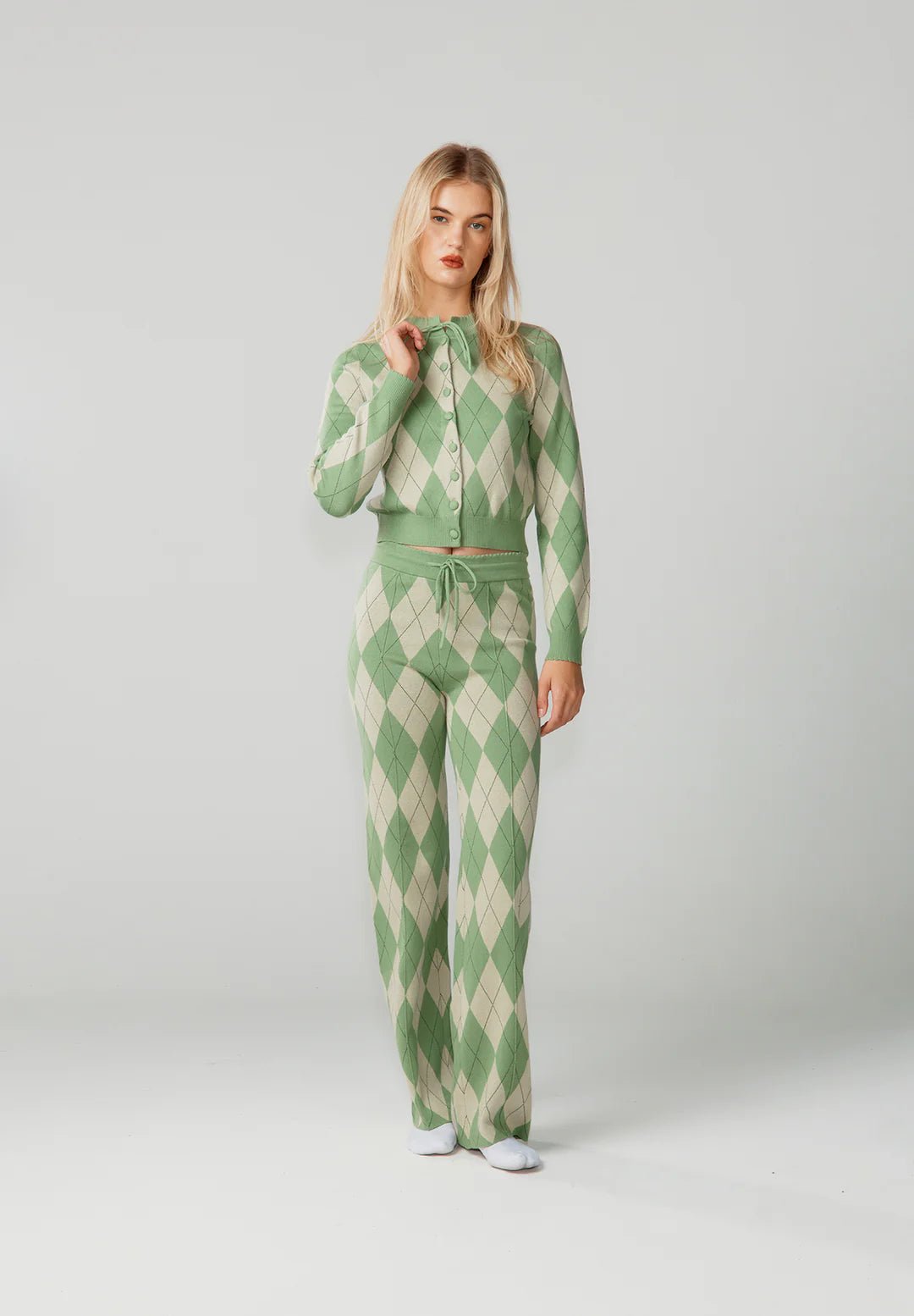 House Of Sunny - Argyle Lounge Cardigan - Marcha - Pulls et Sweats - VOL2649