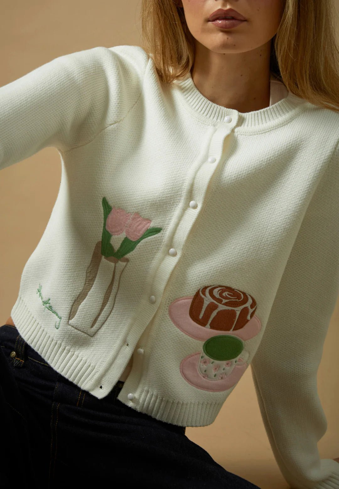House Of Sunny - Matcha - ing My Mood Cardigan - Milk - Pulls et Sweats - VOL2704