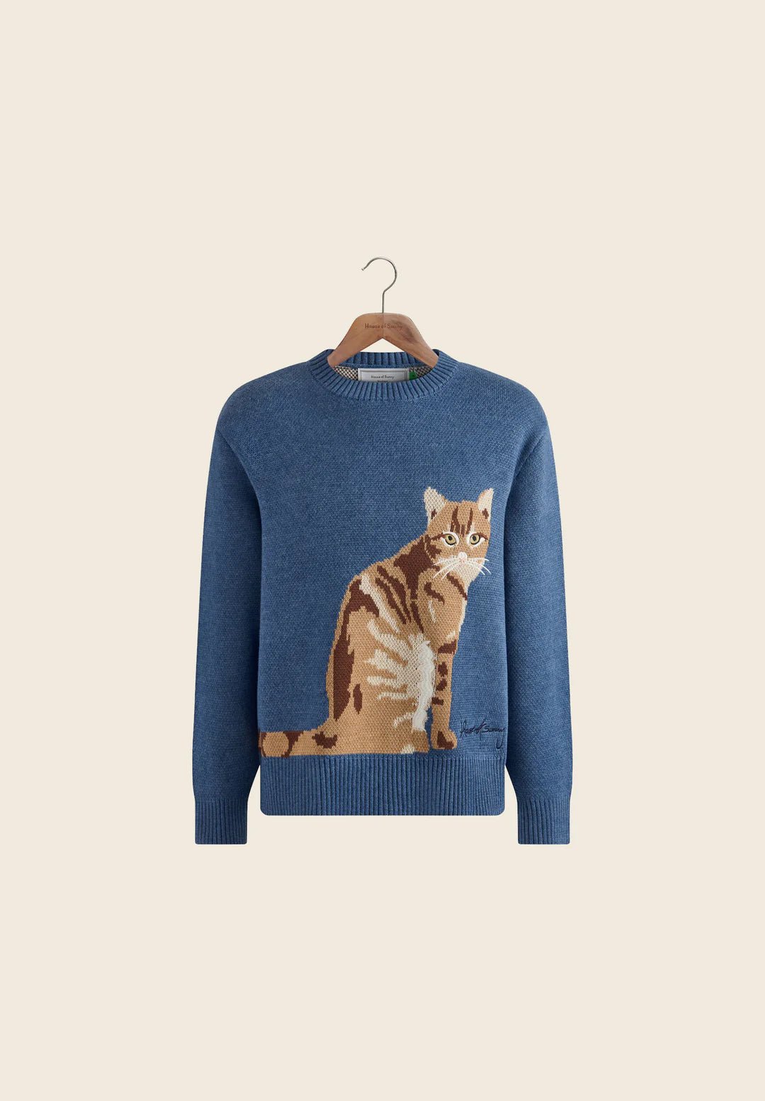 House Of Sunny - The Ginger Cat Crew Knit Jumper - Mid Blue - Pulls et Sweats - VOL2685