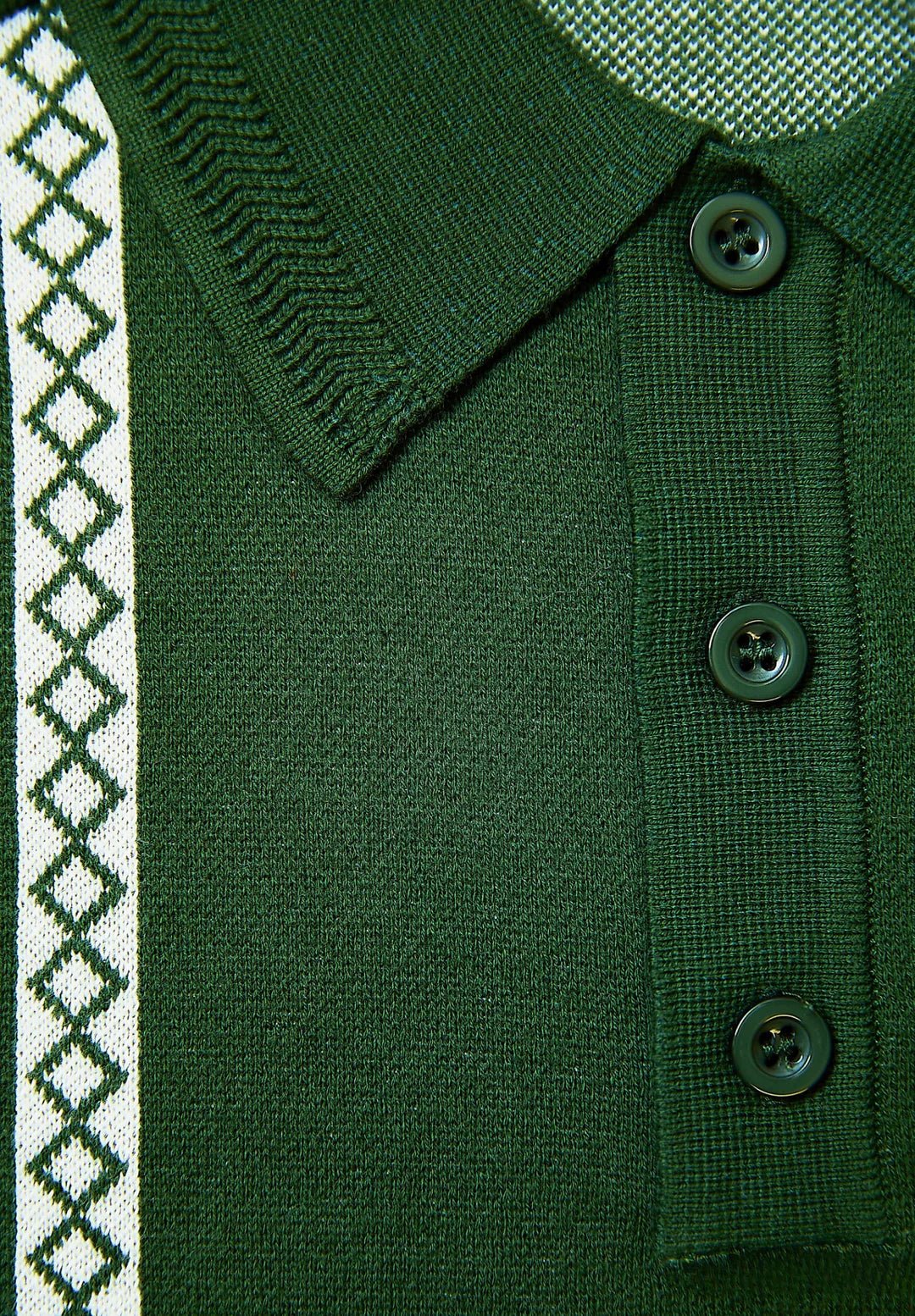 House Of Sunny - VOL2771 Stripe Knitted Rugby Shirt - Emerald Green - Pulls et Sweats - VOL2771