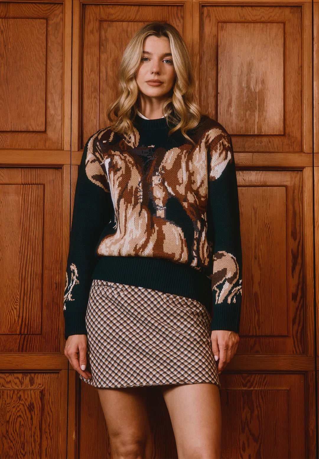 House Of Sunny - Wild Horses Knit Sweater - Emerald Green - Pulls et Sweats - VOL2638