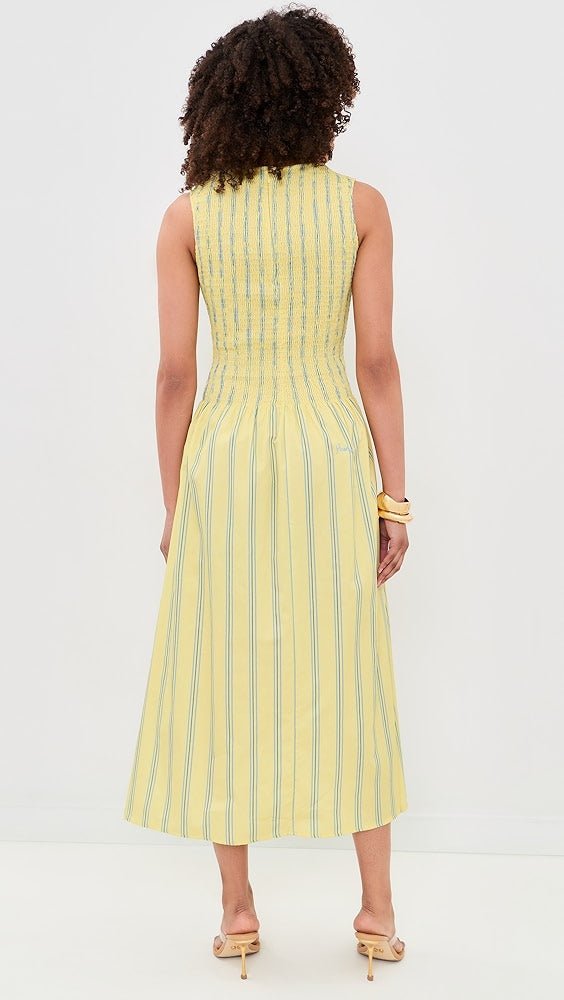 House Of Sunny - Sleeveless Striped Ruched Dress - Butter-Robes-VOL27165