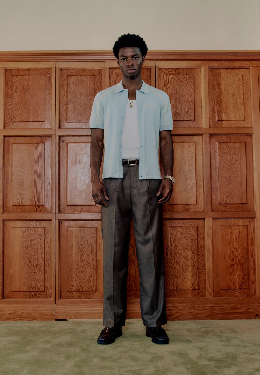 House Of Sunny - VOL27104 Button Down Knitted Polo - Sky Blue - T-shirts - VOL27104