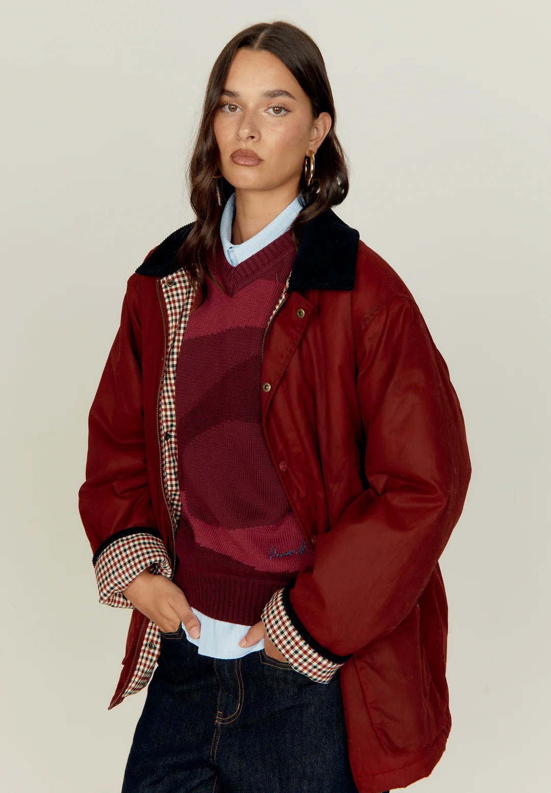 House Of Sunny - The Waxed Rain Jacket - Wine - Vestes et Manteaux - VOL2608