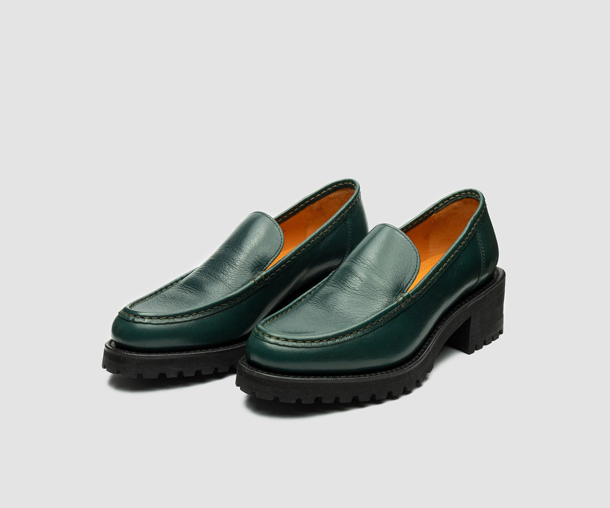 JF Clarin Mocassin Étoile vert – paire, vue de trois quarts