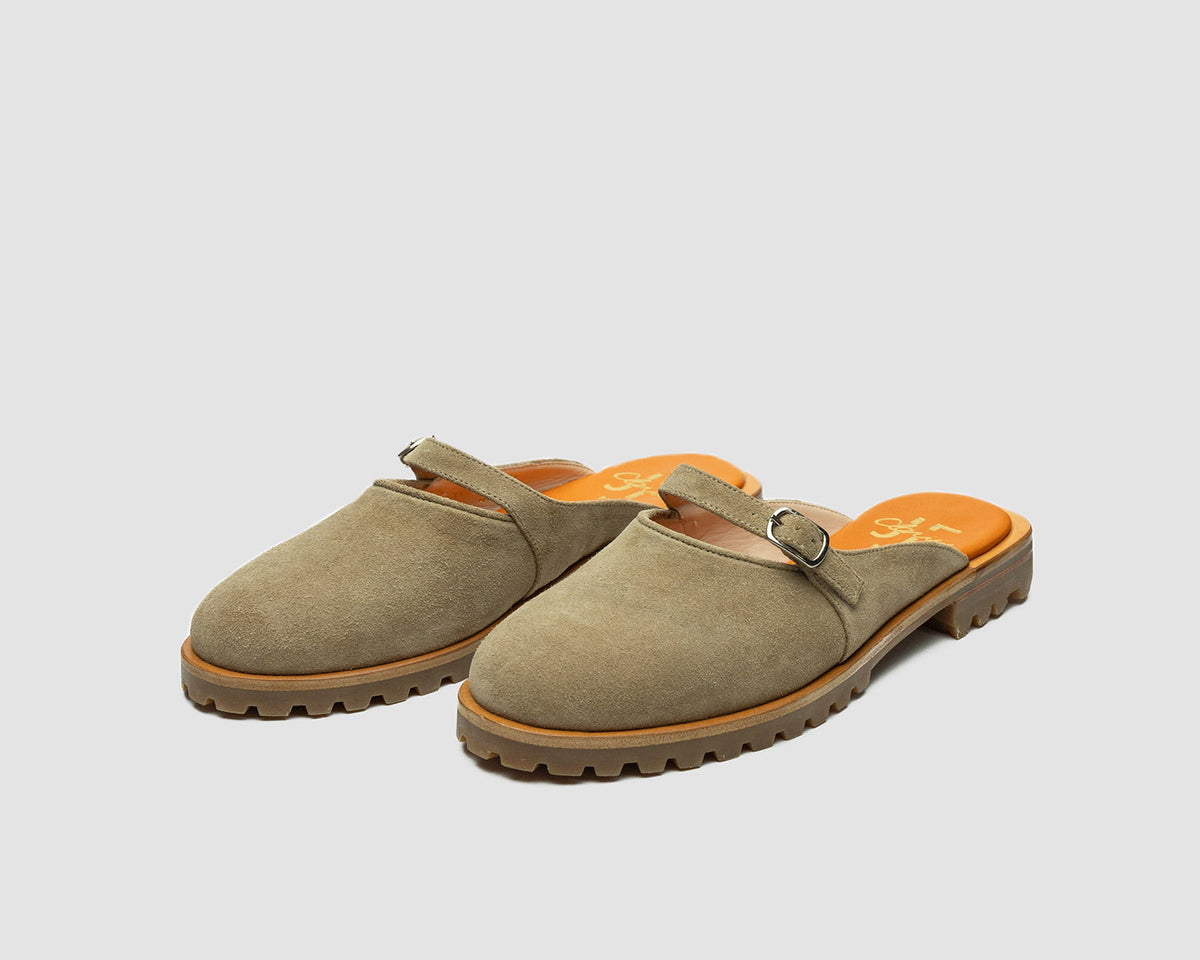 JF Clarin Mule Touquet velours sable – paire, vue de trois quarts
