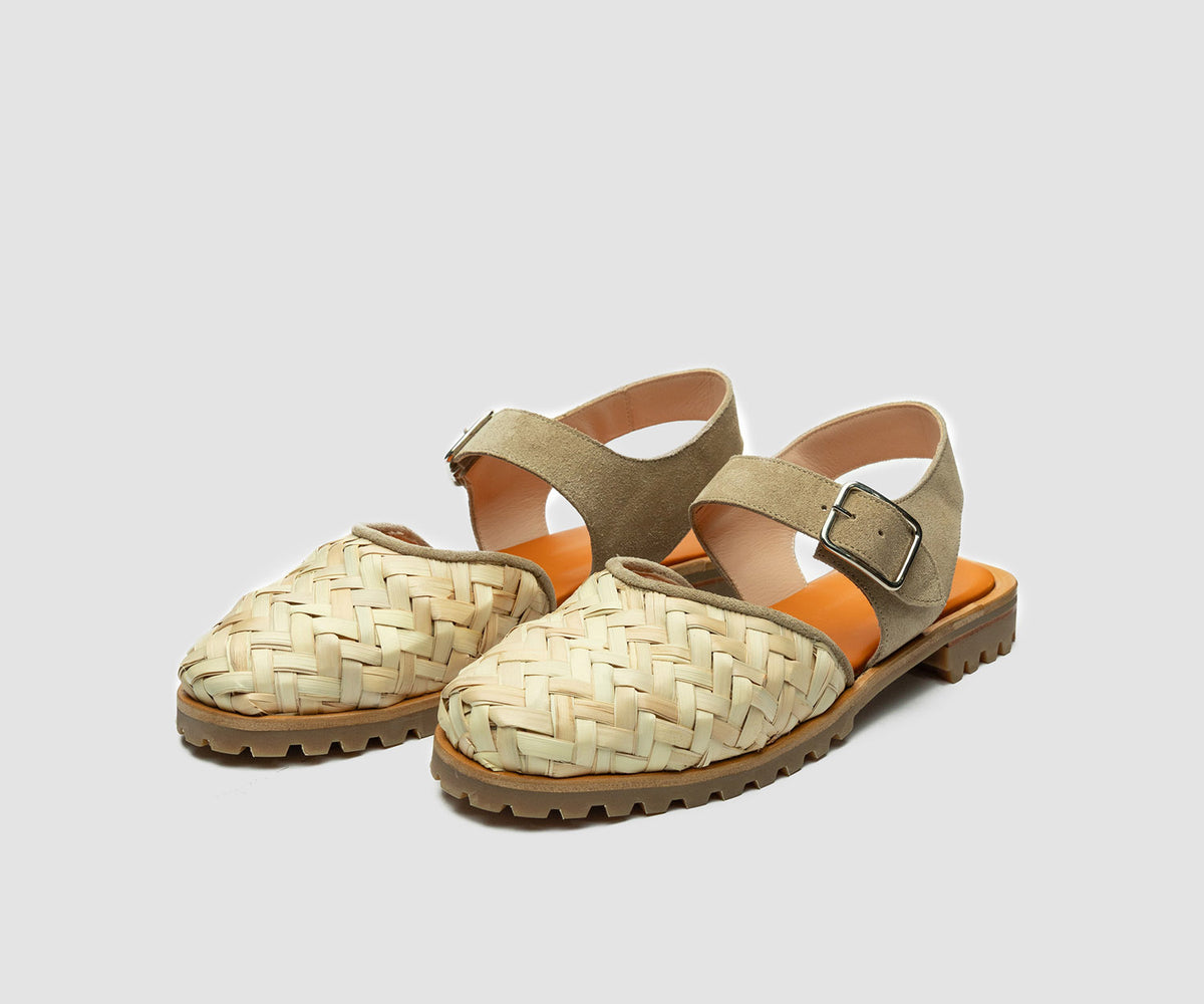 JF Clarin Sandale Biarritz palme – paire, vue de trois quarts