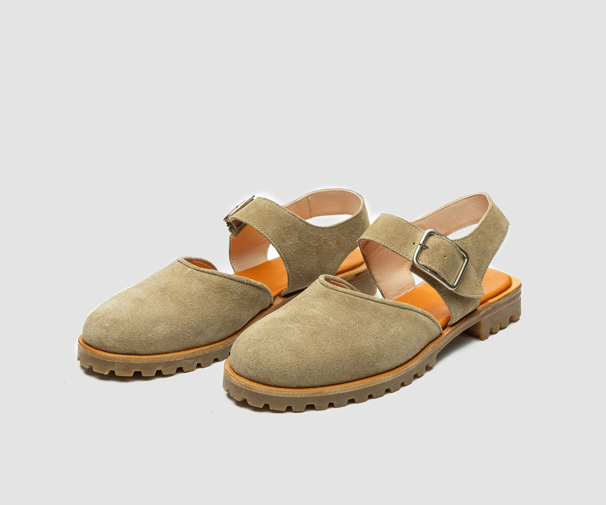 JF Clarin Sandale Biarritz velours sable – paire, vue de trois quarts