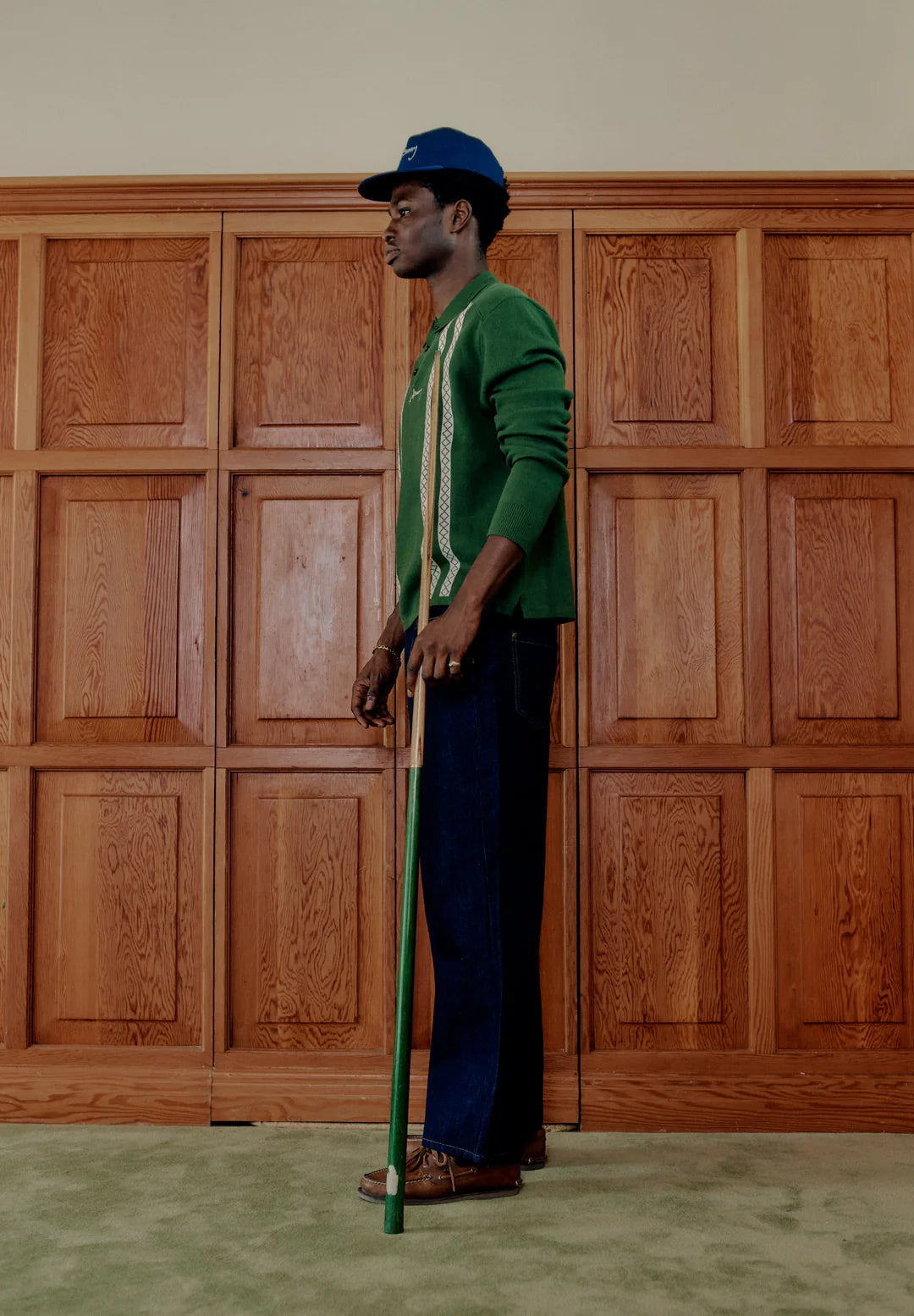 House Of Sunny - VOL2771 Stripe Knitted Rugby Shirt - Emerald Green