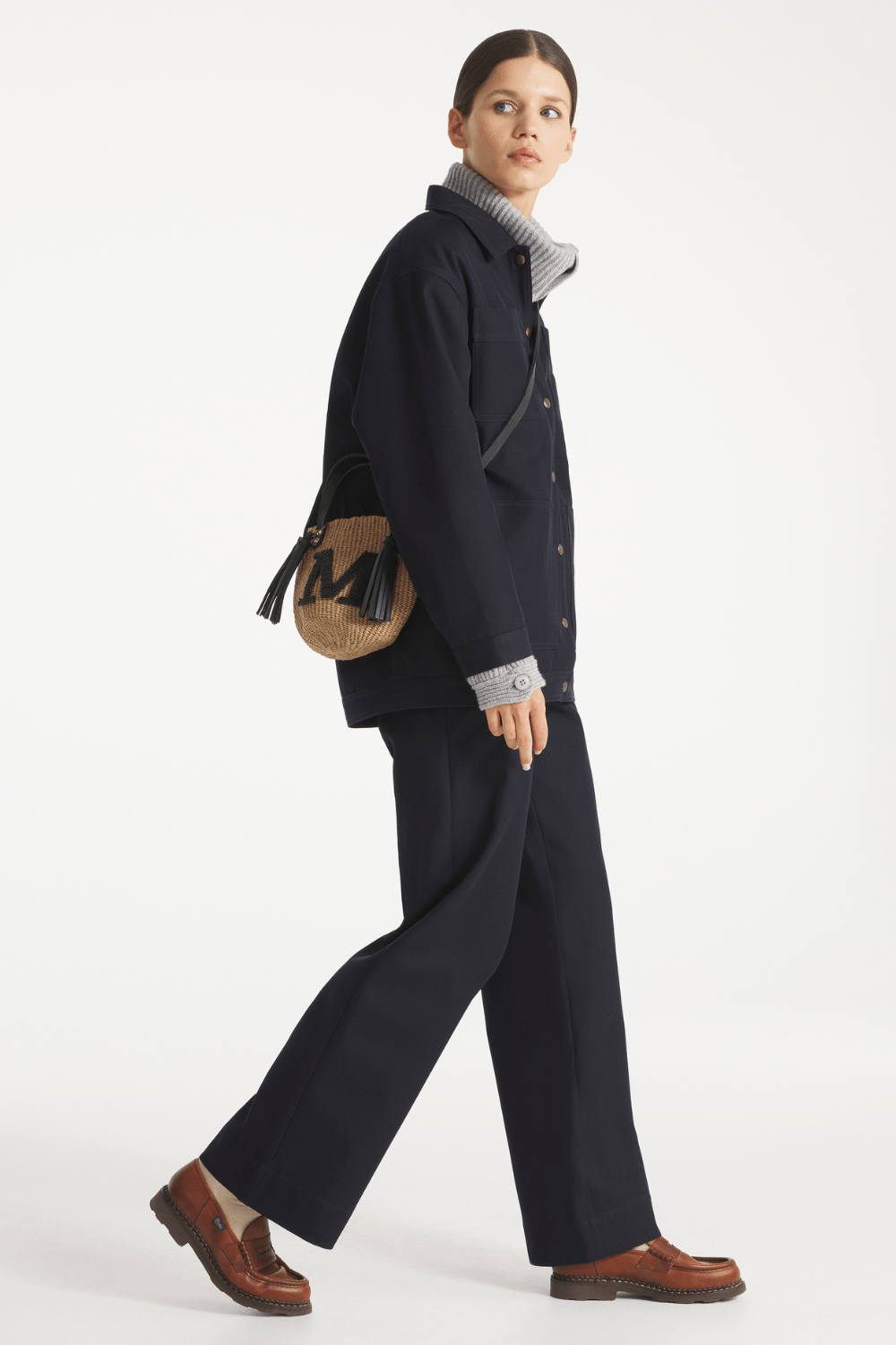 Le Mont Saint Michel – Paoma - Wool Twill Pants – Navy - Jupes et Pantalons - 12229WP-38