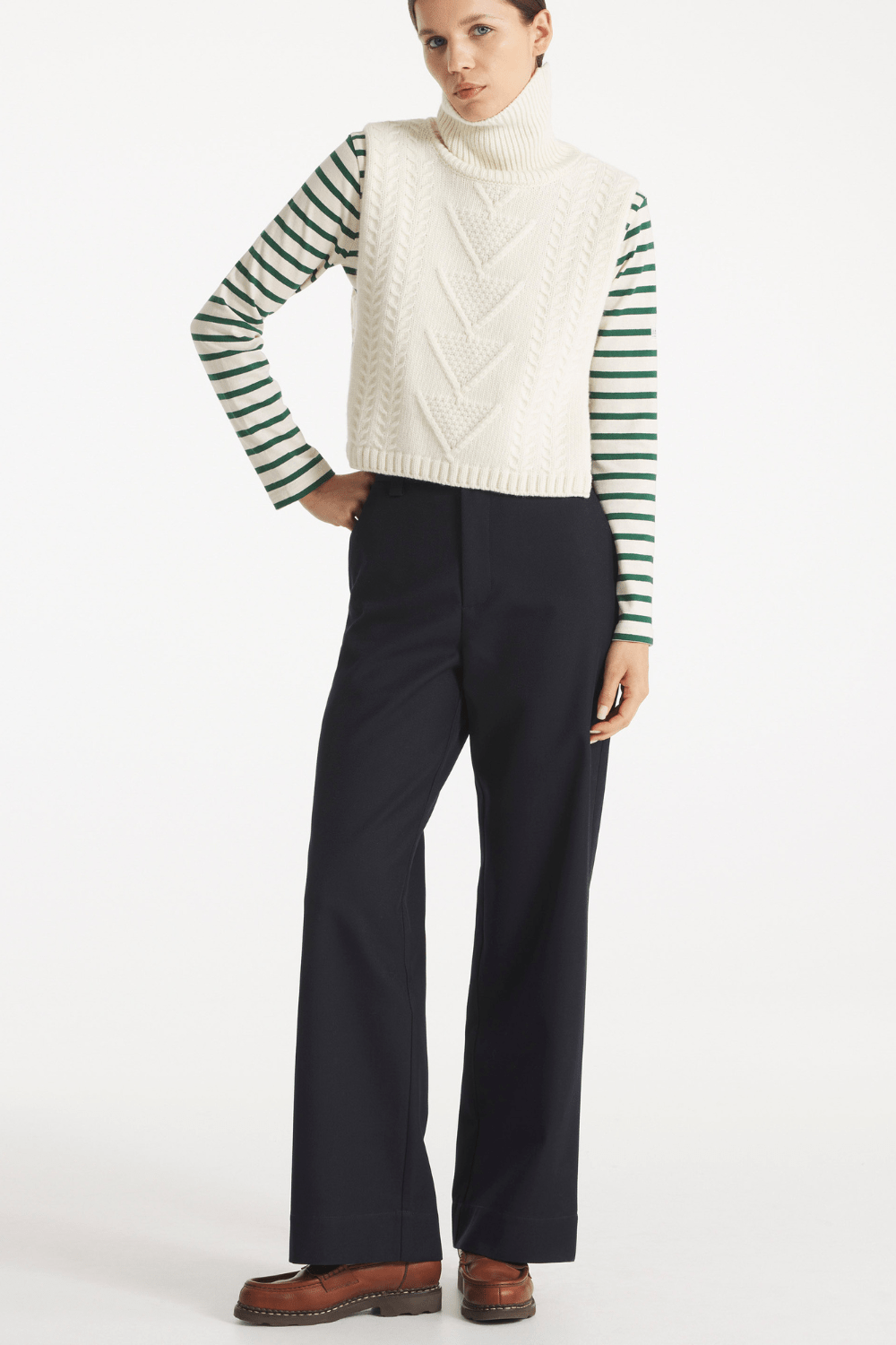 Le Mont Saint Michel – Paoma - Wool Twill Pants – Navy - Jupes et Pantalons - 12229WP-38