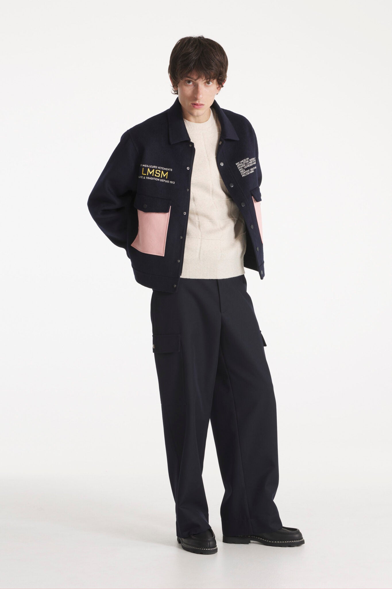 Le Mont Saint Michel – Pleslin Wool Cargo pant - Navy - Pantalons et Shorts - 14727MP