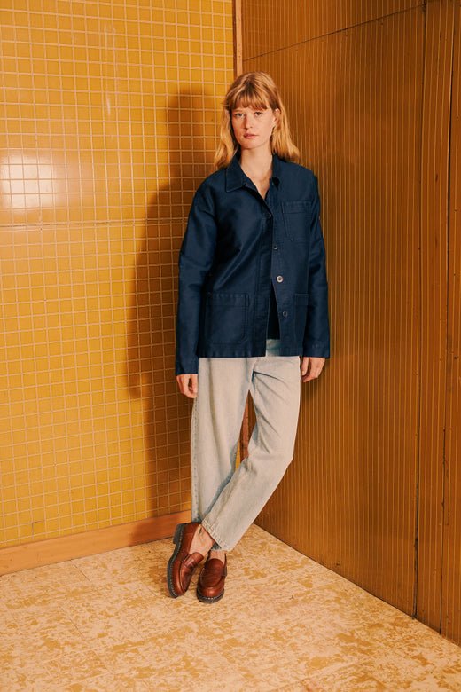 Le Mont Saint Michel – Women Moleskin Work Jacket - Navy - Vestes et Manteaux - 00112MV