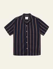 Les Deux - Lawson Stripes Shirt - Dark navy/Light Camel-Chemise-LDM401057