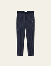 Les Deux - Ballier Casual Pinstripe Track Pants - Dark Navy & Light Ivory - Pantalons et Shorts - LDM530057