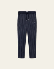 Les Deux - Ballier Casual Pinstripe Track Pants - Dark Navy & Light Ivory - Pantalons et Shorts - LDM530057