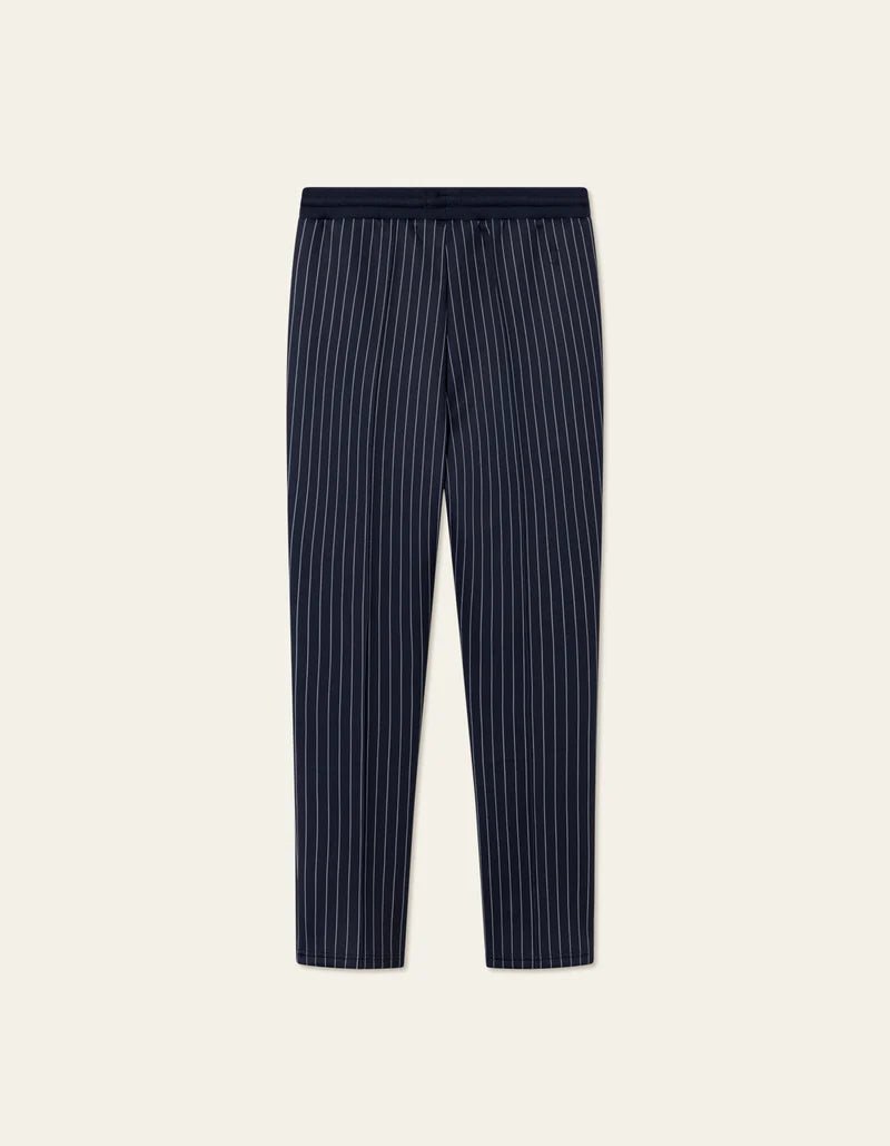 Les Deux - Ballier Casual Pinstripe Track Pants - Dark Navy & Light Ivory - Pantalons et Shorts - LDM530057