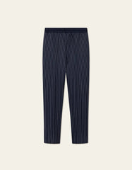 Les Deux - Ballier Casual Pinstripe Track Pants - Dark Navy & Light Ivory - Pantalons et Shorts - LDM530057