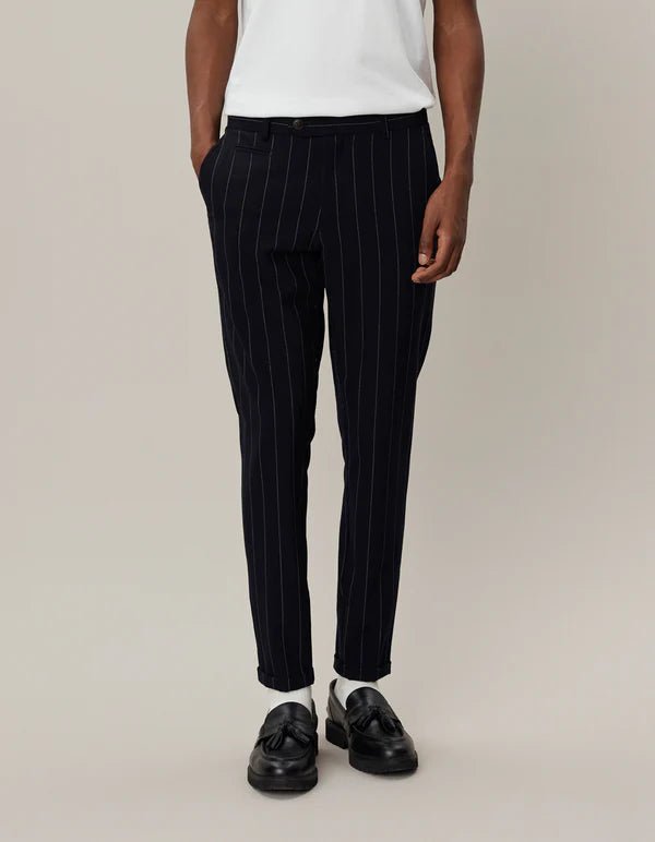Les Deux - Como Twill Pinstripe Suit Pants - Dark navy/ Ivory-Pantalons et Shorts-LDM510123