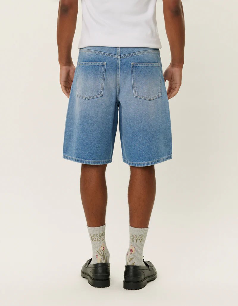 Les Deux - Ryder Washed Denim Shorts - Light Blue Wash - Pantalons et Shorts - LDM511069